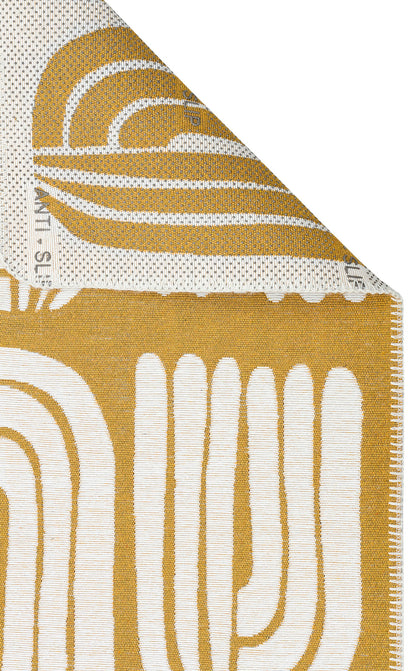 ARN 10 WHITE YELLOW  - ARYA NEO - Yıkanabilir Kaymaz Tabanlı Modern Pamuk Kilim