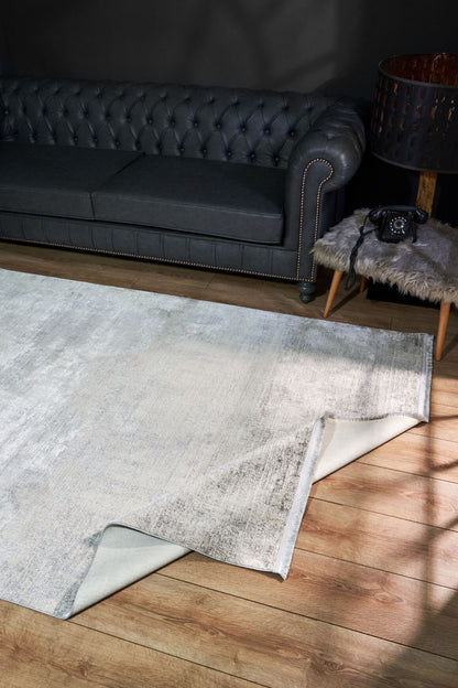 Riena 1161 Gri - Akrilik Polyester Halı | Kaymaz Tabanlı Dekoratif Halı