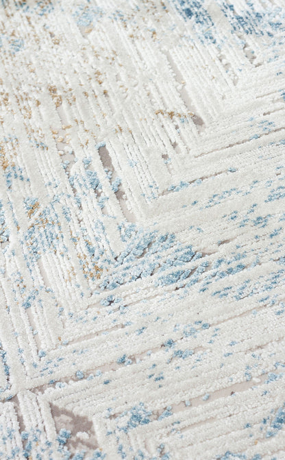 PLM 03 CREAM BLUE  - PALMIRA - Yüksek Kaliteli Sık Dokuma Modern Salon Halısı