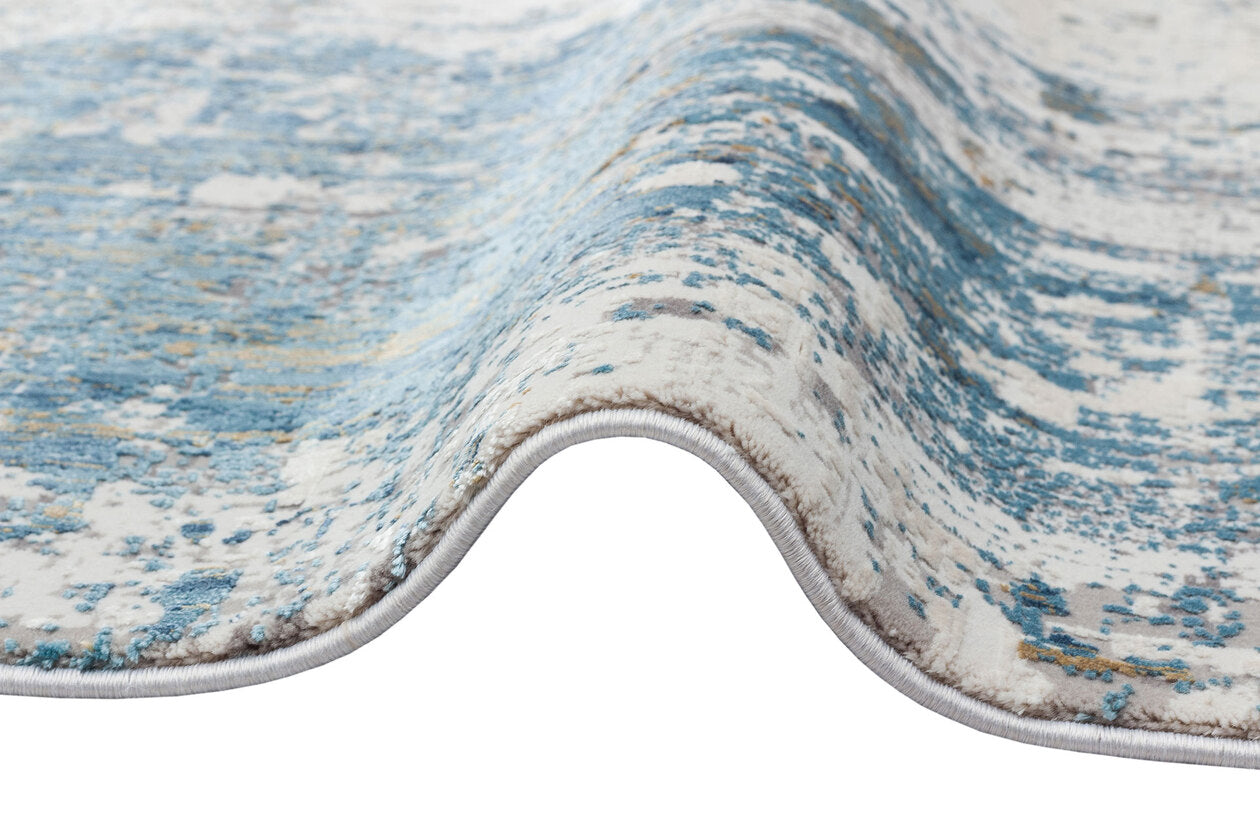 FS 02 BEIGE BLUE V1  - FRESCO - Yüksek Alçak Dokulu Özel Işıltılı Yüksek Kaliteli Sık Dokuma Modern Salon Halısı