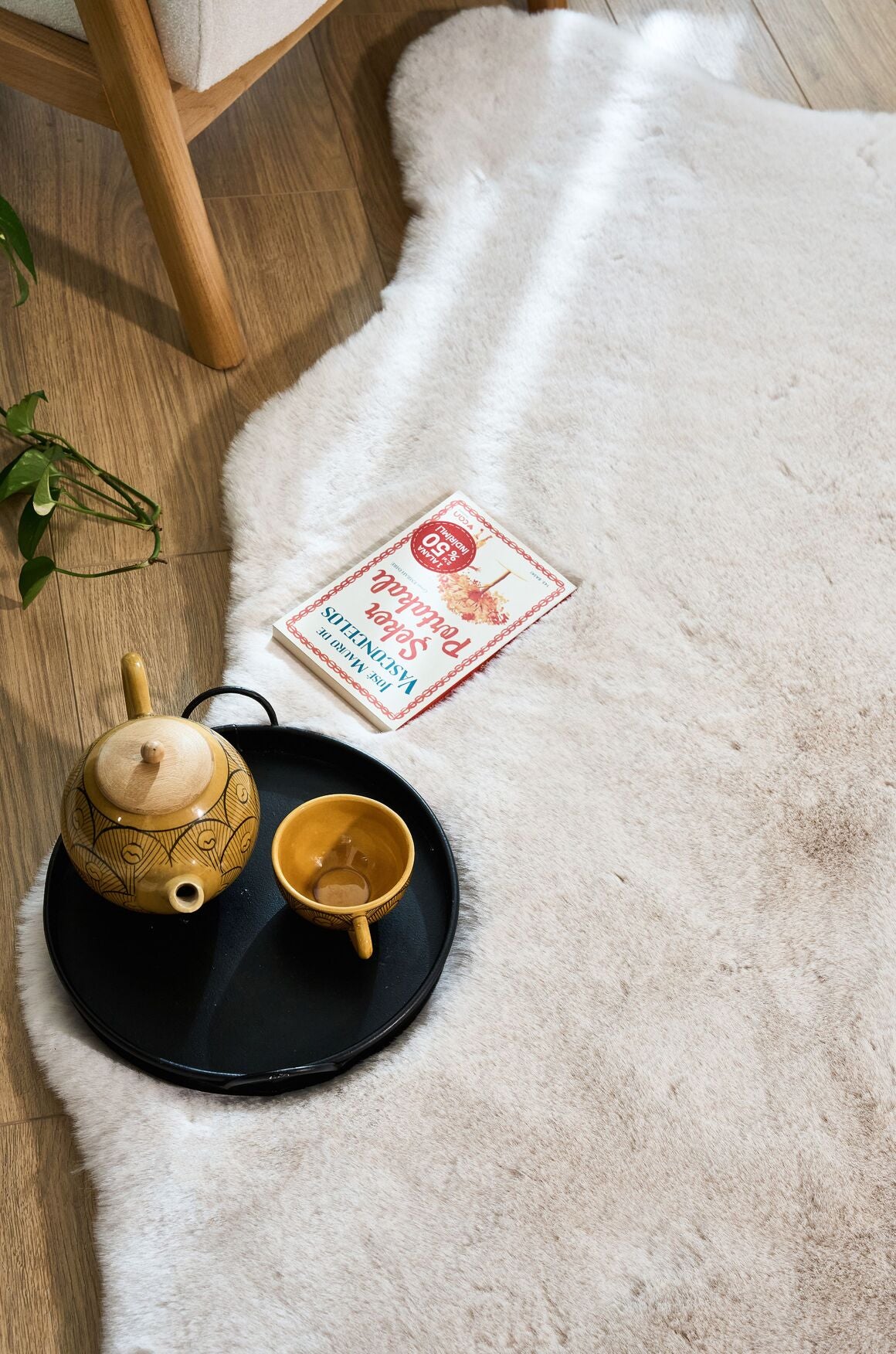 Palma Krem - Yıkanabilir Peluş Halı | Kaymaz Süet Taban Halı