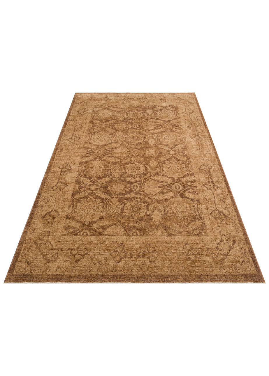 Shiraz SHR 01 Bej - Vintage Eskitme Desenli Yumuşak Dokulu Modern Makine Halısı
