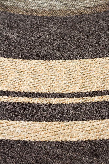 BRK 09 D.GREY  - BROOKLYN - Hasır Görünümlü Kaymaz Renkli Dokuma Modern Kilim