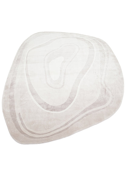 Utopia UTP 05 Krem Gri Amorf Tasarımlı Modern Viskon Halı Oval Kesim Yıkanabilir Salon Halısı