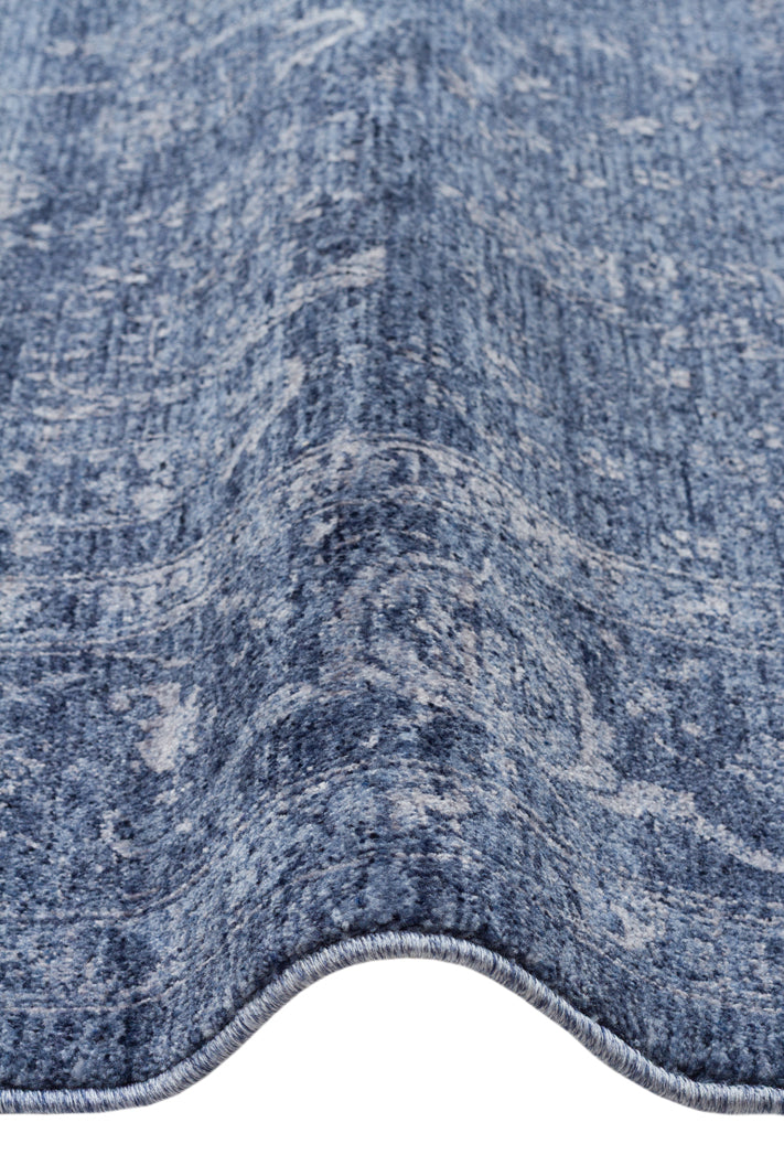 Shiraz SHR 03 Navy - Vintage Eskitme Desenli Yumuşak Dokulu Modern Makine Halısı