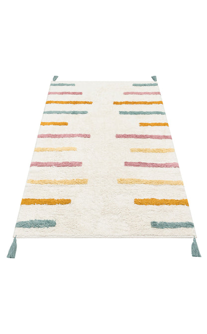 Cotton Boon XW CBN 03 Çok Renkli - Yıkanabilir Kaymaz Naturel Pamuk Bebek Halısı