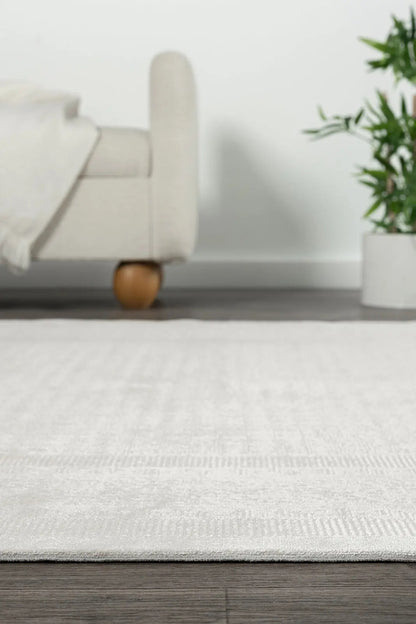 Koza Lara A0333A Krem Modern Yumuşak Dokulu Minimalist Parlak Viskon Salon ve Oturma Odası Halısı