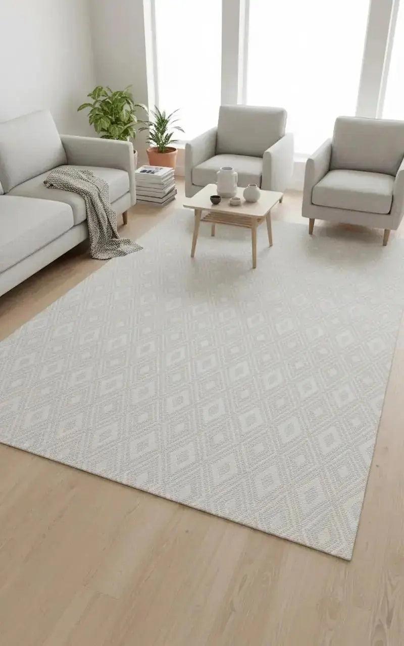 Lara 68926-60 Hav Toz Vermez Yumuşak Dokulu Etnik Desenlere Sahip Modern Halı