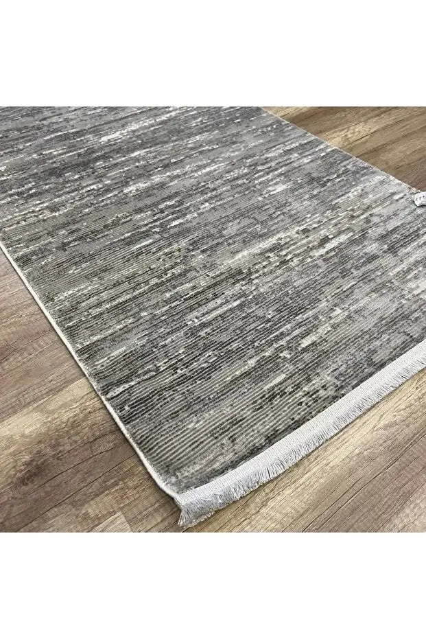 Nadide Serisi 1041 Gri Mikrofiber, Modern Yumuşak ve Antibakteriyel Makine Halısı