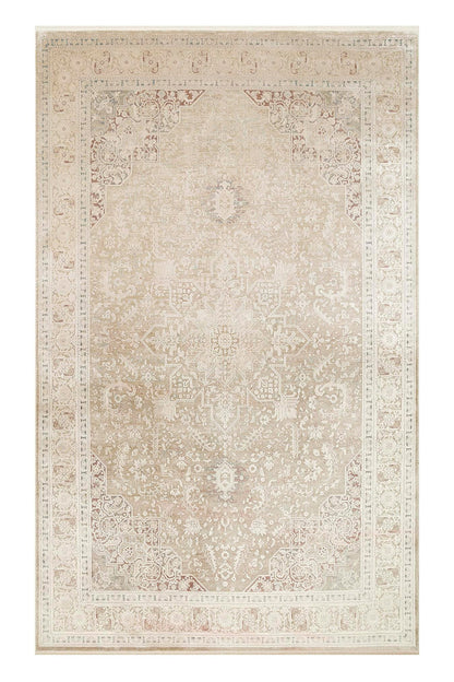 BBL 02 BEIGE  - BABIL - Yumuşak Dokulu Vintage Esintilere Sahip Over-dyed Sık Dokuma Salon Halısı