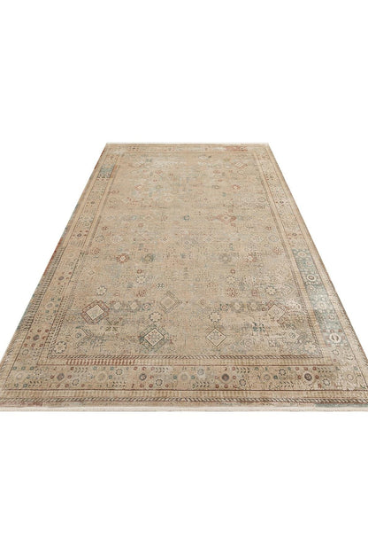 BBL 03 BEIGE  - BABIL - Yumuşak Dokulu Vintage Esintilere Sahip Over-dyed Sık Dokuma Salon Halısı
