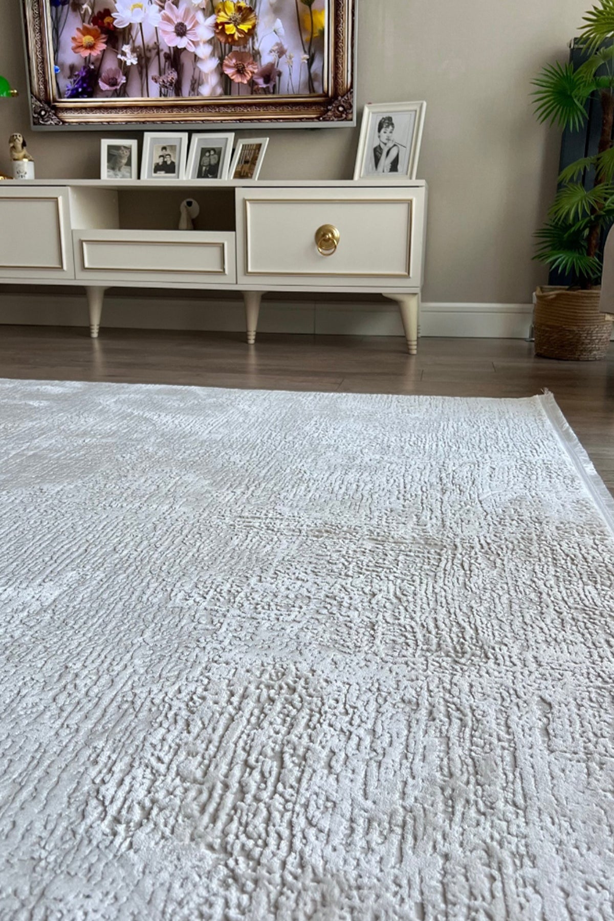 Truva 6641 Krem - Modern Akrilik Salon Halısı