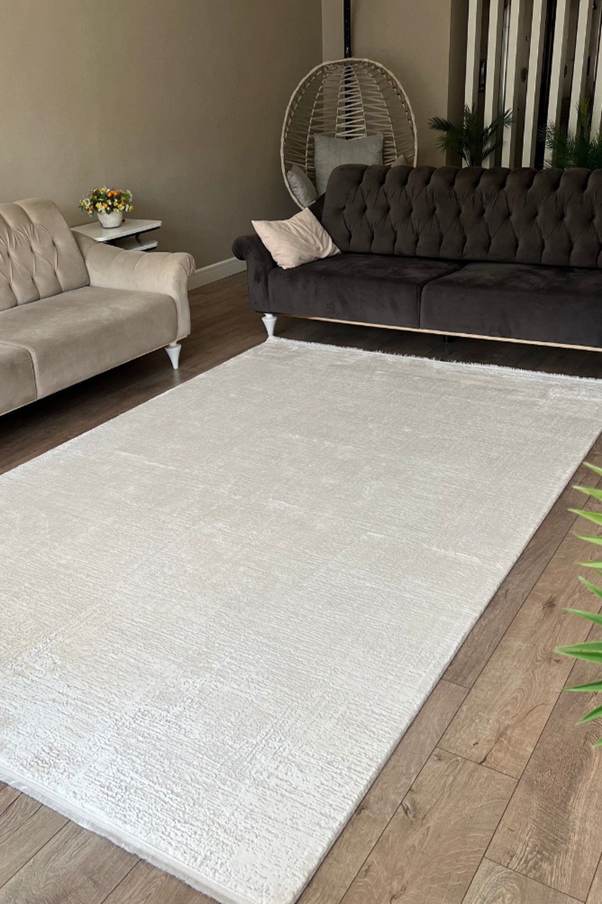 Truva 6641 Krem - Modern Akrilik Salon Halısı