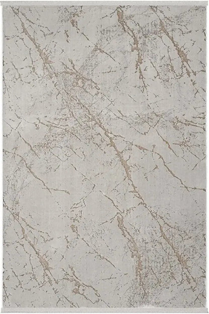 Cotton 1075 Bej Modern Tasarımlı Kaymaz Tabanlı Makine Halısı
