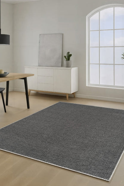 Ecole Ruva QF03A Antrasit Gri Modern Salon ve Oturma Odası Halısı