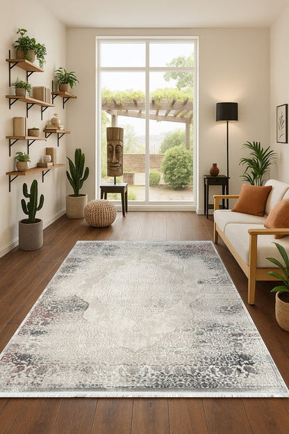 Çınar Elya CY05A Antrasit Gri Modern Salon ve Oturma Odası Halısı