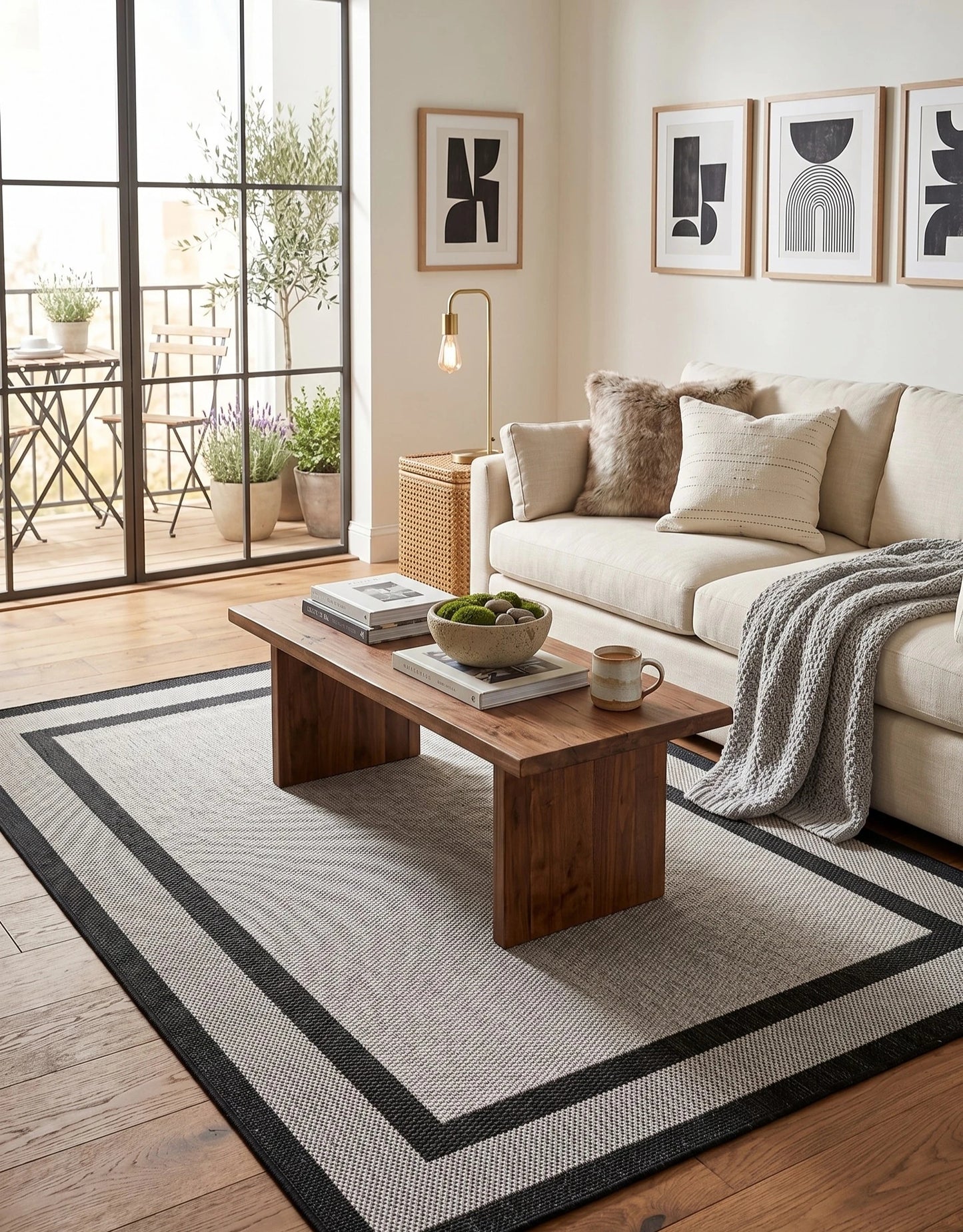 Sisal Plus 1149 Bej Siyah – Pamuk Tabanlı Şık ve Kolay Temizlenen Halı