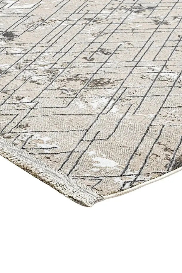 Nadide Serisi 1067 Gri  Mikrofiber, Modern Yumuşak ve Antibakteriyel Makine Halısı