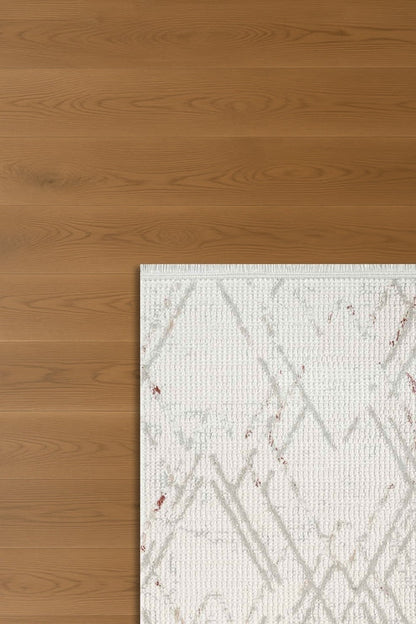 Seren Havi NF13A Bej Gri Geometik Desenli Halı