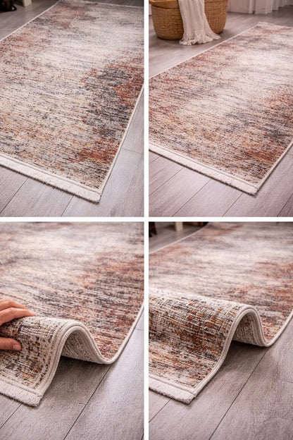 Akbel Halı İndiana In 01 Multi Vintage Etnik Desenli Modern Halı – Yıkanabilir, Düz Saçaklı Retro Salon Halısı