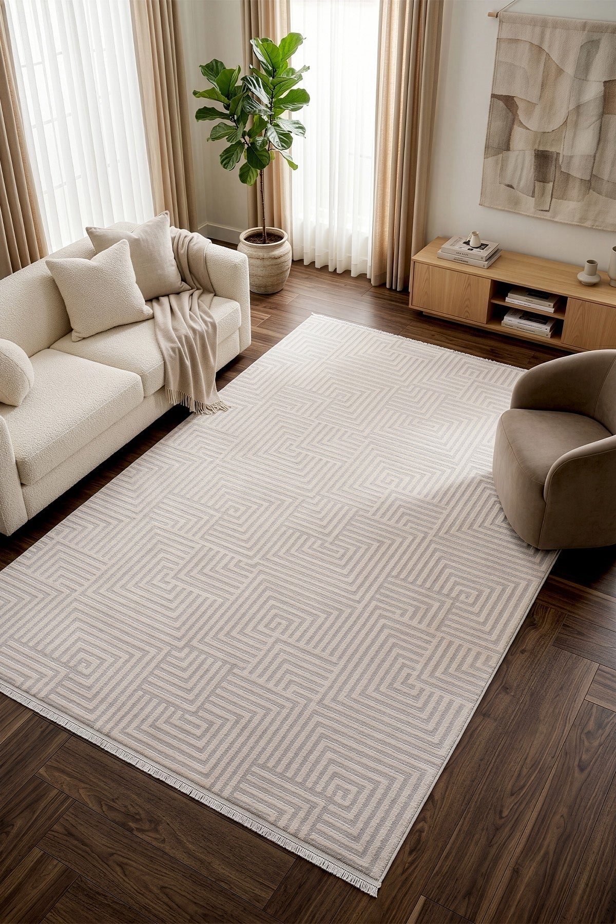 Koza Kilyos 46338G GRİ Akrilik Yumuşak Dokulu Modern Salon ve Oturma Odası Halısı