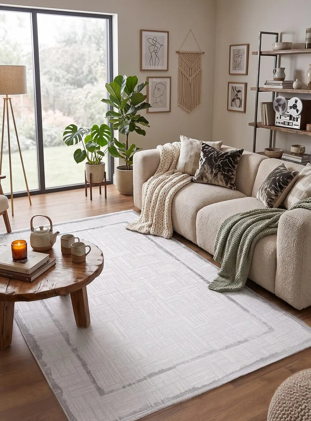 Koza Lara A0250B-Gri Modern Yumuşak Dokulu Minimalist Parlak Viskon Salon ve Oturma Odası Halısı