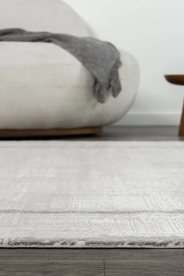 Koza Lara A0250B-Gri Modern Yumuşak Dokulu Minimalist Parlak Viskon Salon ve Oturma Odası Halısı