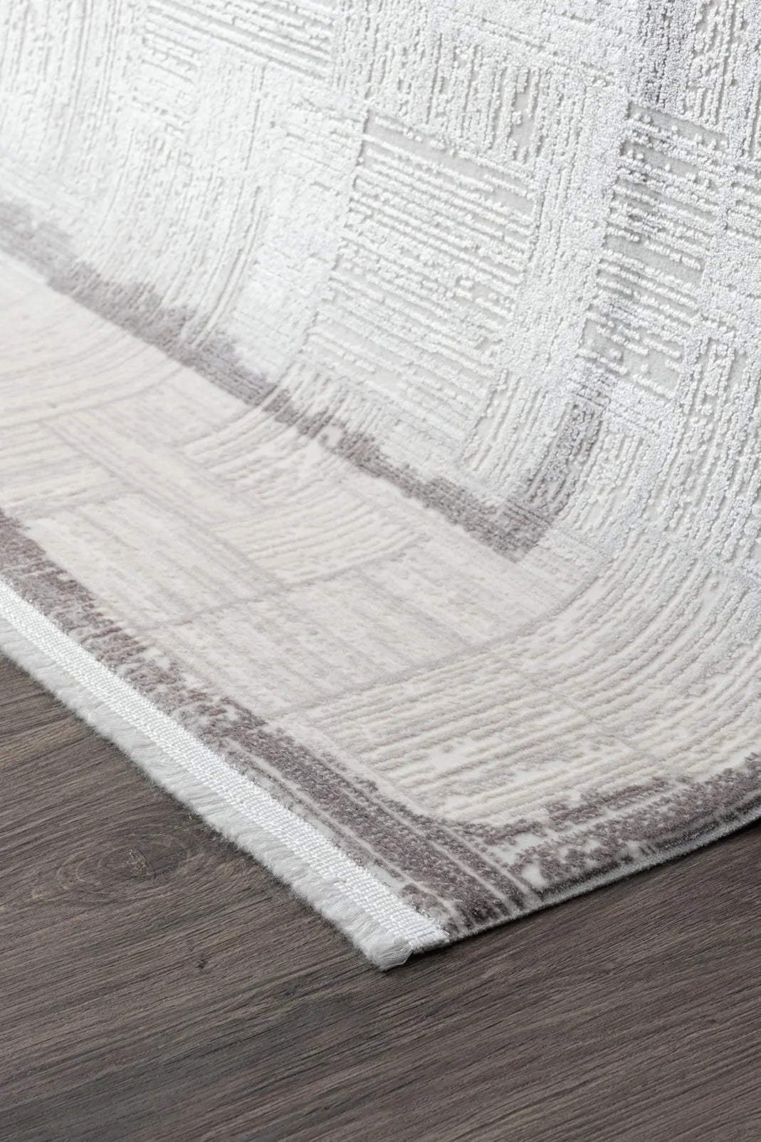 Koza Lara A0250B-Gri Modern Yumuşak Dokulu Minimalist Parlak Viskon Salon ve Oturma Odası Halısı