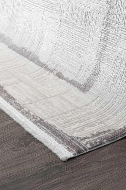 Koza Lara A0250B-Gri Modern Yumuşak Dokulu Minimalist Parlak Viskon Salon ve Oturma Odası Halısı