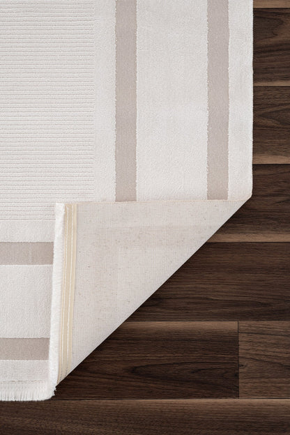 Koza Lara A0251A-Krem Modern Yumuşak Dokulu Minimalist Parlak Viskon Salon ve Oturma Odası Halısı