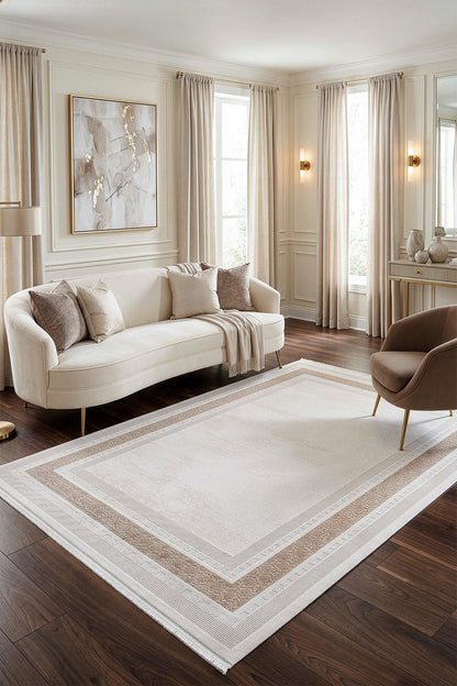 Koza Lara A0333D Gold Modern Yumuşak Dokulu Minimalist Parlak Viskon Salon ve Oturma Odası Halısı