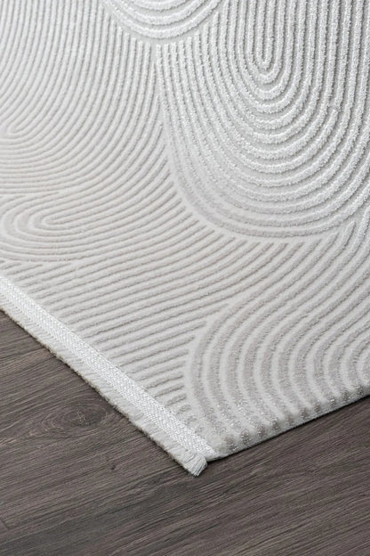 Koza Lara A0336B Gri Modern Yumuşak Dokulu Minimalist Parlak Viskon Salon ve Oturma Odası Halısı