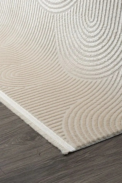 Koza Lara A0336C Bej Modern Yumuşak Dokulu Minimalist Parlak Viskon Salon ve Oturma Odası Halısı