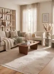 Koza Lara A0336C Bej Modern Yumuşak Dokulu Minimalist Parlak Viskon Salon ve Oturma Odası Halısı