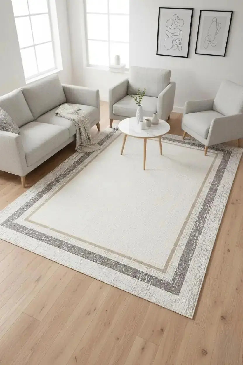 Koza Lara A3401B Gri Modern Yumuşak Dokulu Minimalist Parlak Viskon Salon ve Oturma Odası Halısı