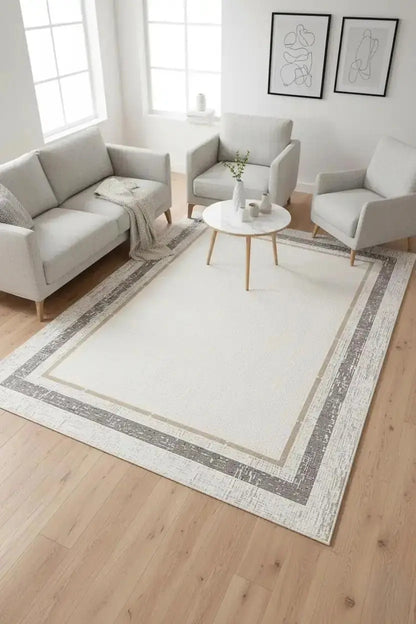 Koza Lara A3401B Gri Modern Yumuşak Dokulu Minimalist Parlak Viskon Salon ve Oturma Odası Halısı