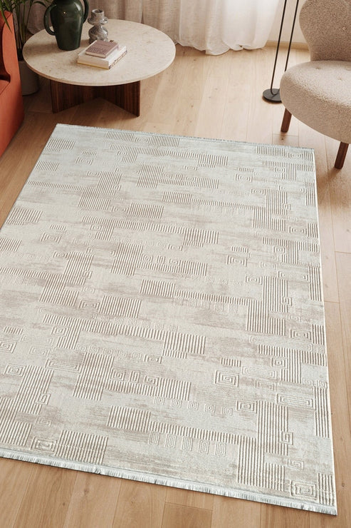 Estefan Leva EU01A Bej Modern Salon ve Oturma Odası Halısı