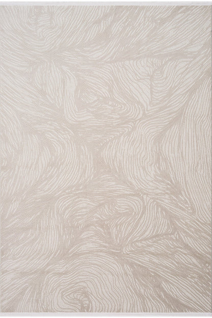 KOZA HALI A2683B KREM BEJ-Akrilik Saçaklı Dokuma Tabanlı Yumuşak Salon ve Oturma Odası Halısı