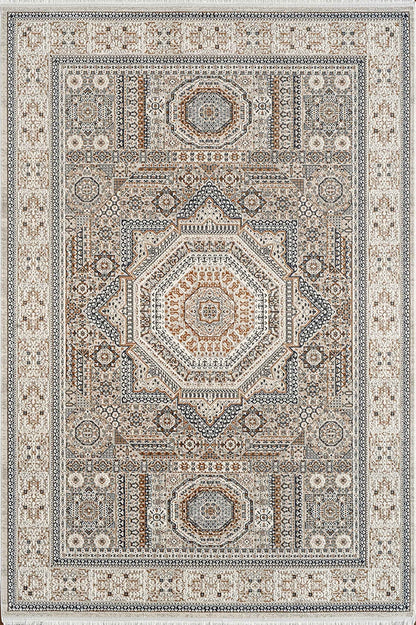 Marlow QJ02A Modern Klasik Desenli Akrilik Pamuk Taban Saçaklı Salon Halısı