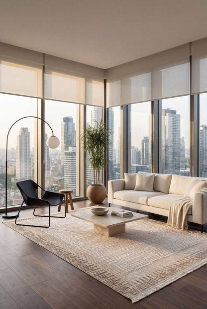 Hisar Marven HZ05A Kahve Bej Modern Klasik Salon ve Oturma Odası Halısı