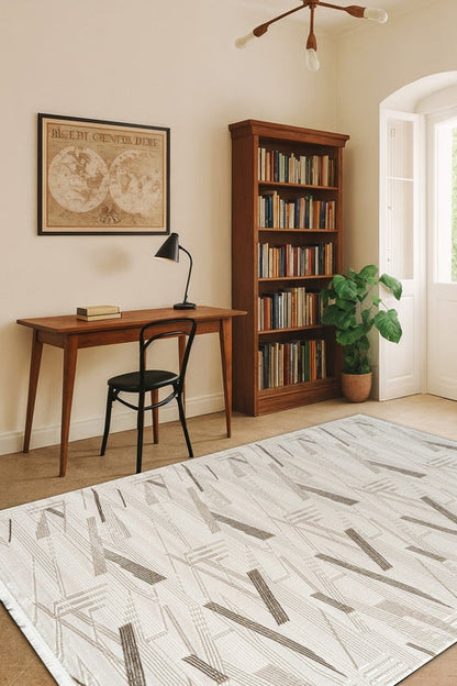 Estefan Nira EU02A Bej Kahverengi Modern Salon ve Oturma Odası Halısı