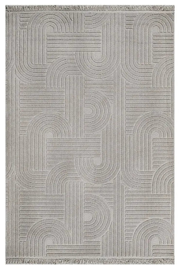 Dizayn 1090 Gri İskandinav Desenli Bukleli Modern Halı