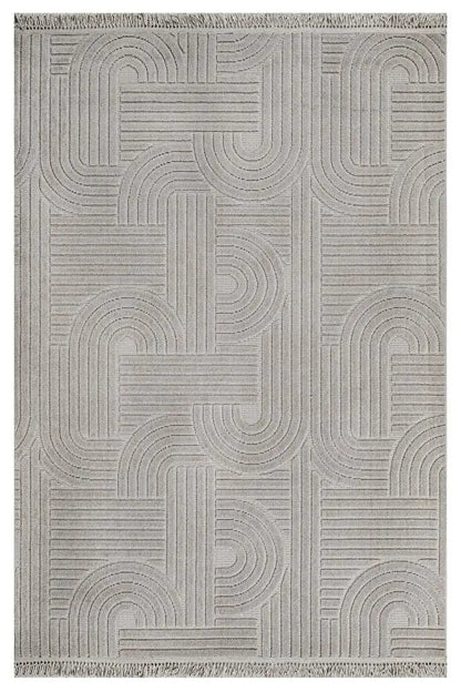 Dizayn 1090 Gri İskandinav Desenli Bukleli Modern Halı