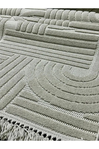 Dizayn 1090 Gri İskandinav Desenli Bukleli Modern Halı