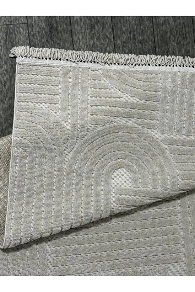 Dizayn 1090 Gri İskandinav Desenli Bukleli Modern Halı