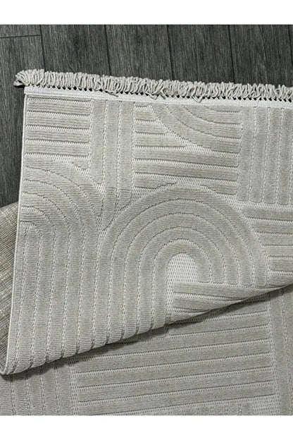 Dizayn 1090 Gri İskandinav Desenli Bukleli Modern Halı