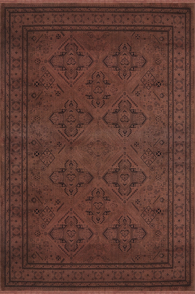 Prime IY01K Yumuşak Dokulu 120 Tarak Ultra Sık Dokuma Eskitme Desenli Yün Viskon Vintage Halı