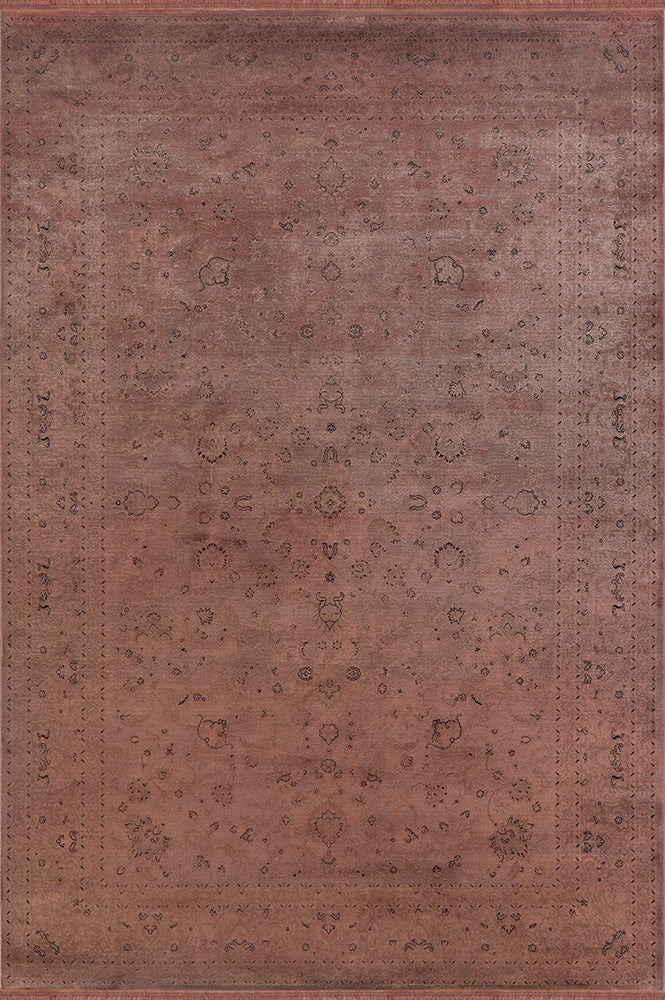 Prime IY02KYumuşak Dokulu 120 Tarak Ultra Sık Dokuma Eskitme Desenli Yün Viskon Vintage Halı