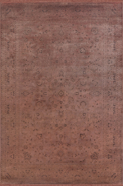 Prime IY02KYumuşak Dokulu 120 Tarak Ultra Sık Dokuma Eskitme Desenli Yün Viskon Vintage Halı