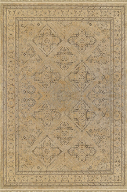 Prime IY03S Yumuşak Dokulu 120 Tarak Ultra Sık Dokuma Eskitme Desenli Yün Viskon Vintage Halı